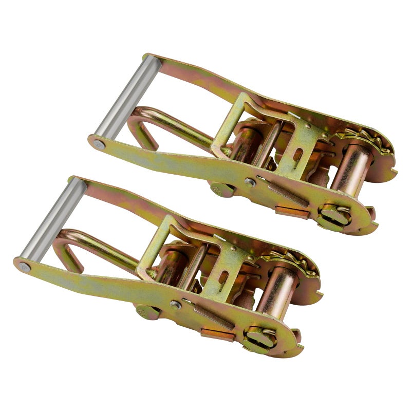 BOKE YOUNG 2-inch Ratchet Tie Down Buckle with J-Hook Tie Down Used for Car Trailer Flatbed Truck Fastening Cargo (2 Pack) - Image 1